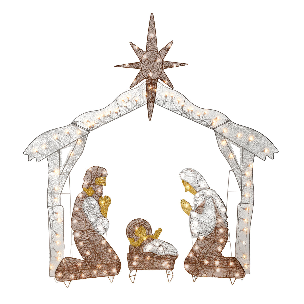 55 in. Crystal Splendor Prelit Nativity Set, Plug-In - outdoor-decor